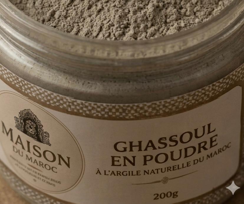 Ghassoul en Poudre 200g – Argile Naturelle du Maroc | Soin Visage, Cheveux & Corps