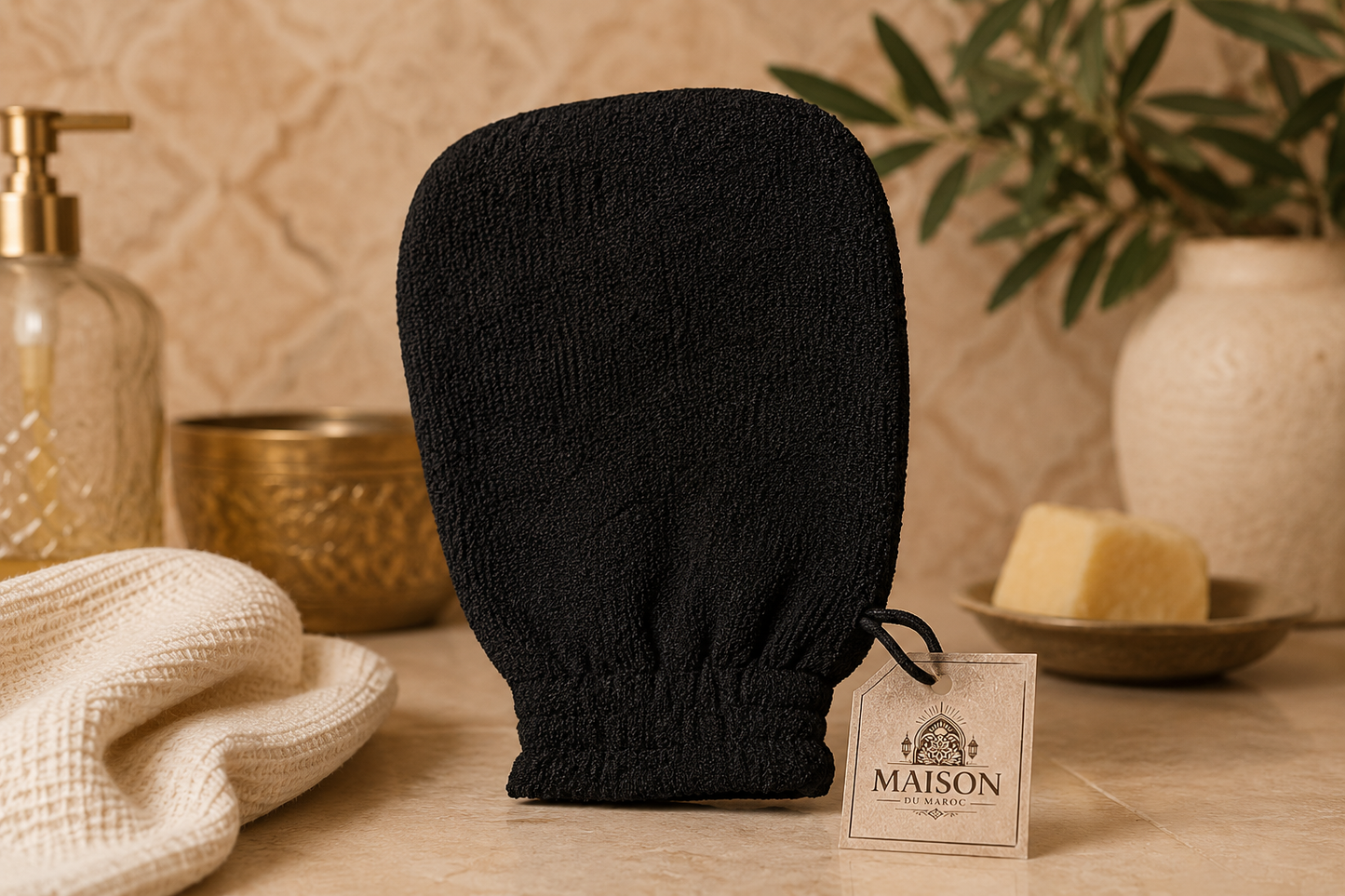 Gant Kessa Noir Exfoliant – Gommage Traditionnel Marocain