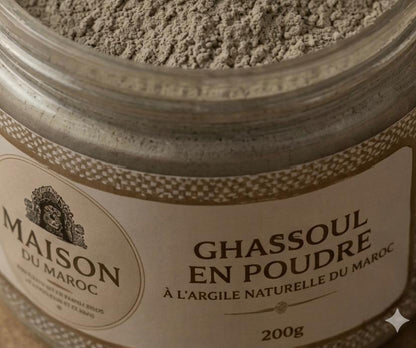 Ghassoul en Poudre 200g – Argile Naturelle du Maroc | Soin Visage, Cheveux & Corps